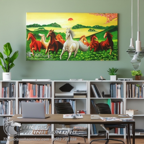 Tranh Mã Đáo Thành Công Bát Mã Trên Thảo Nguyên
