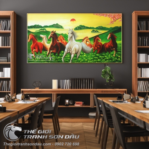 Tranh Mã Đáo Thành Công Bát Mã Trên Thảo Nguyên