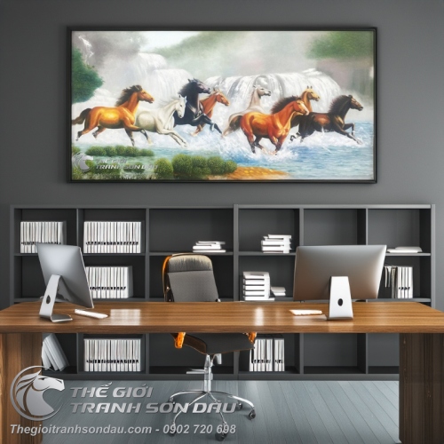 Tranh Mã Đáo Thành Công Ngựa Chạy Trước Thác Nước