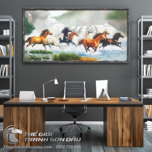 Tranh Mã Đáo Thành Công Ngựa Chạy Trước Thác Nước