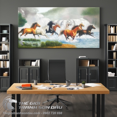 Tranh Mã Đáo Thành Công Ngựa Chạy Trước Thác Nước