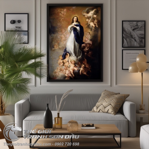 Tranh Mẹ Maria Và Các Thiên Thần Nhỏ