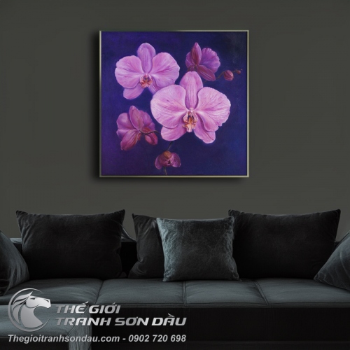 Tranh Năm Bông Hoa Lan Tím