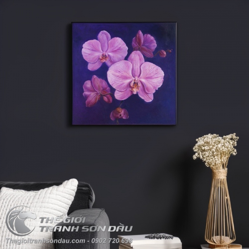 Tranh Năm Bông Hoa Lan Tím