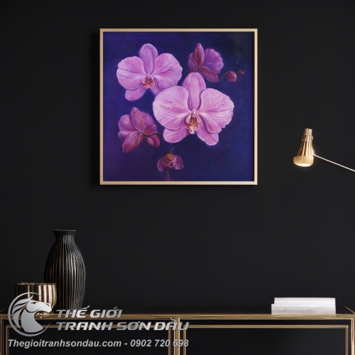 Tranh Năm Bông Hoa Lan Tím