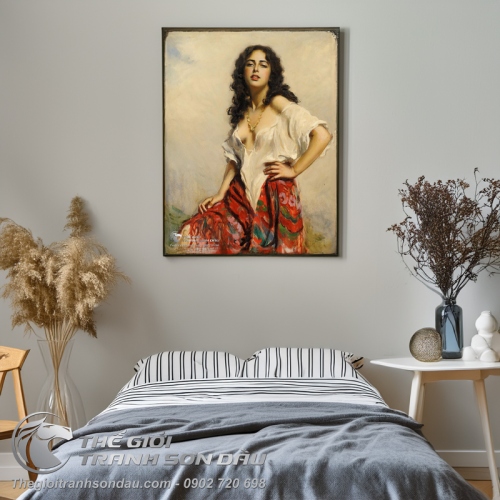 Tranh Nghệ Thuật Thiếu Nữ Khoe Bờ Vai Quyến Rũ