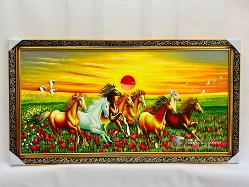 Tranh Ngựa Mã Đáo Bình Minh Trên Thảo Nguyên