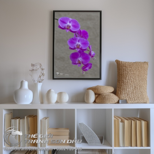 Tranh Nhánh Hoa Lan Tím Thanh Lệ