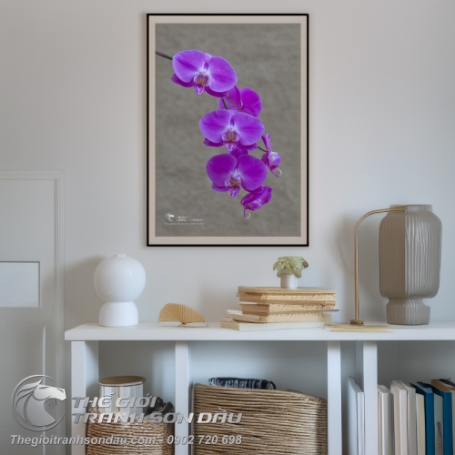 Tranh Nhánh Hoa Lan Tím Thanh Lệ