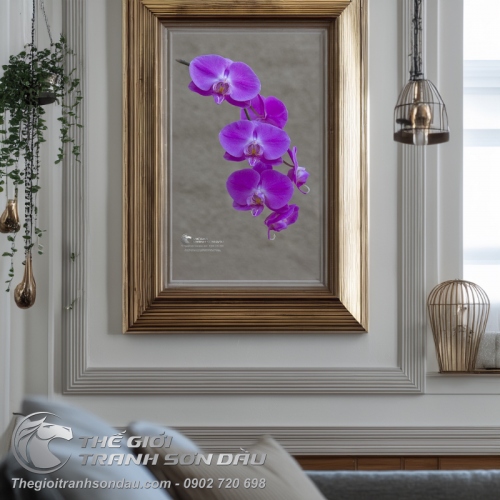 Tranh Nhánh Hoa Lan Tím Thanh Lệ