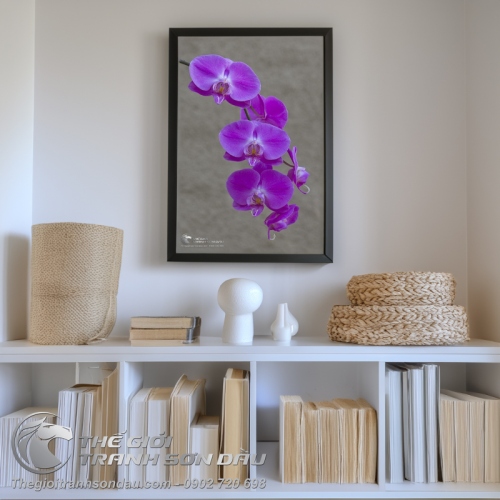 Tranh Nhánh Hoa Lan Tím Thanh Lệ