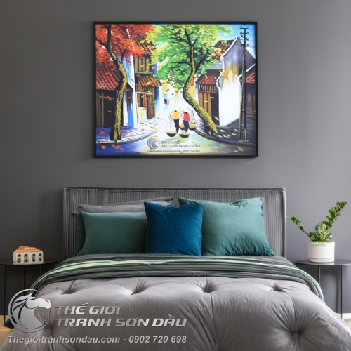 Tranh Phố Cổ 2 Phụ Nữ Đang Gánh Hàng