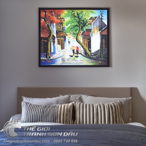 Tranh Phố Cổ 2 Phụ Nữ Đang Gánh Hàng