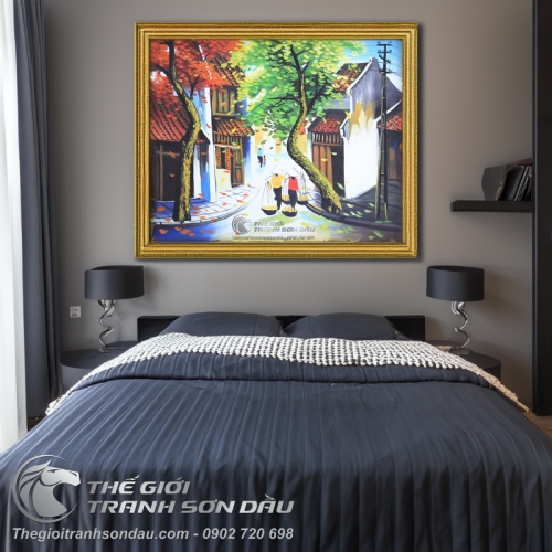 Tranh Phố Cổ 2 Phụ Nữ Đang Gánh Hàng