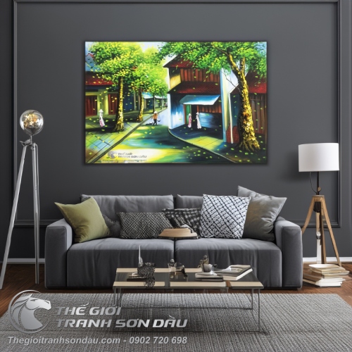 Tranh Phố Cổ Việt Nam Hàng Cây Xanh