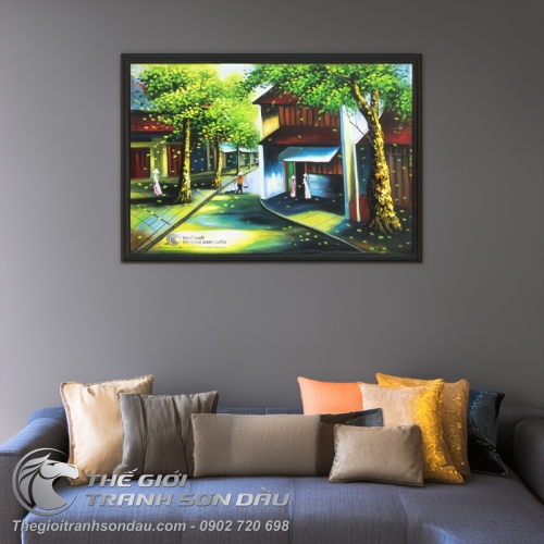 Tranh Phố Cổ Việt Nam Hàng Cây Xanh