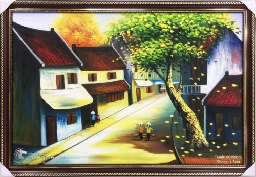 Tranh Phố Cổ Việt Nam Lá Rụng