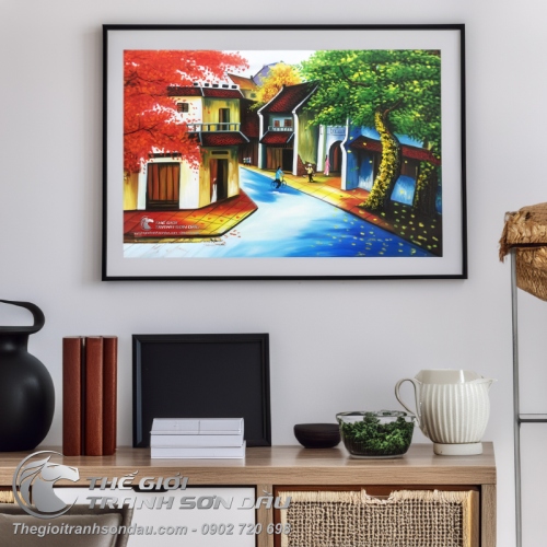Tranh Phố Cổ Việt Nam Ngôi Nhà Mái Ngói