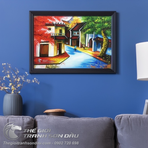 Tranh Phố Cổ Việt Nam Ngôi Nhà Mái Ngói