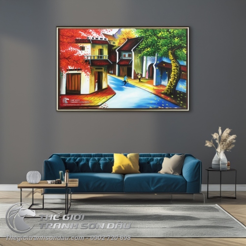 Tranh Phố Cổ Việt Nam Ngôi Nhà Mái Ngói
