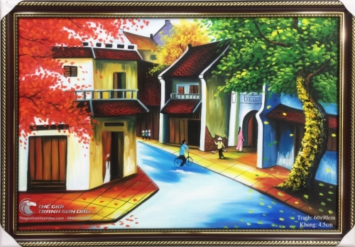 Tranh Phố Cổ Việt Nam Ngôi Nhà Mái Ngói