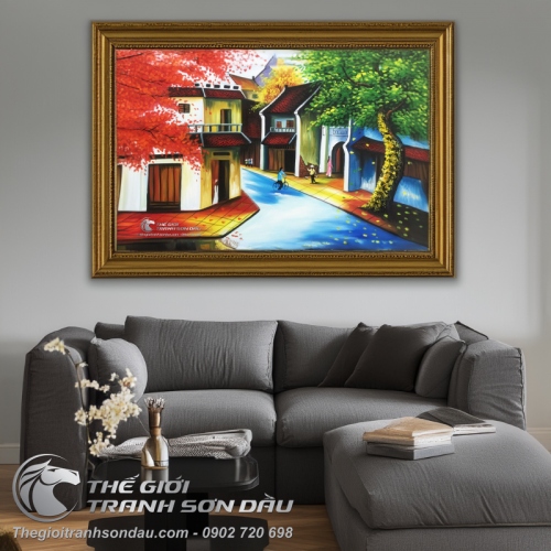 Tranh Phố Cổ Việt Nam Ngôi Nhà Mái Ngói