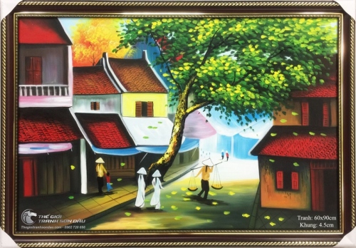 Tranh Phố Cổ Việt Nam Thiếu Nữ Áo Dài