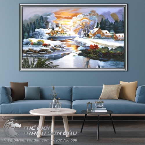 Tranh Phong Cảnh Bình Minh Giữa Mùa Đông