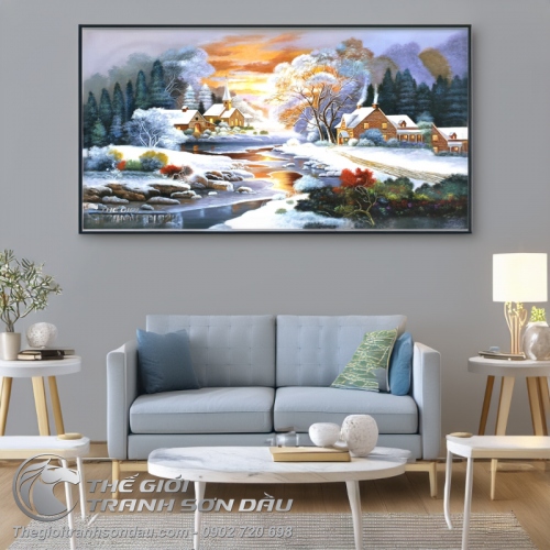Tranh Phong Cảnh Bình Minh Giữa Mùa Đông
