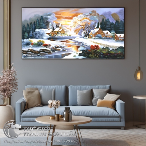 Tranh Phong Cảnh Bình Minh Giữa Mùa Đông
