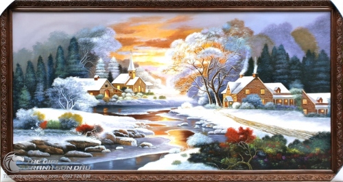 Tranh Phong Cảnh Bình Minh Giữa Mùa Đông