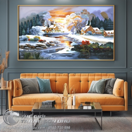 Tranh Phong Cảnh Bình Minh Giữa Mùa Đông