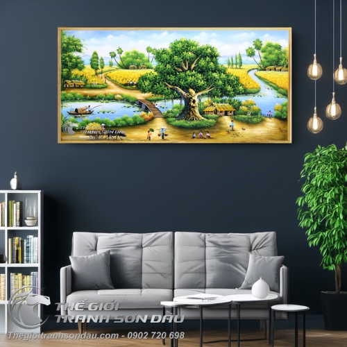 Tranh Phong Cảnh Cây Đa Quê Hương