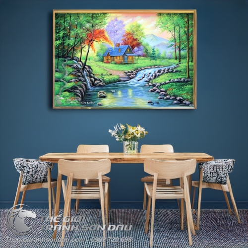 Tranh Phong Cảnh Ngôi Nhà Bên Dòng Suối