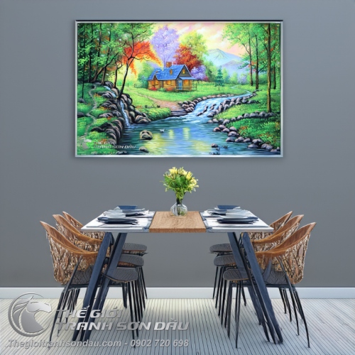 Tranh Phong Cảnh Ngôi Nhà Bên Dòng Suối