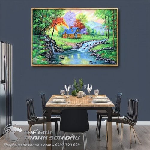 Tranh Phong Cảnh Ngôi Nhà Bên Dòng Suối