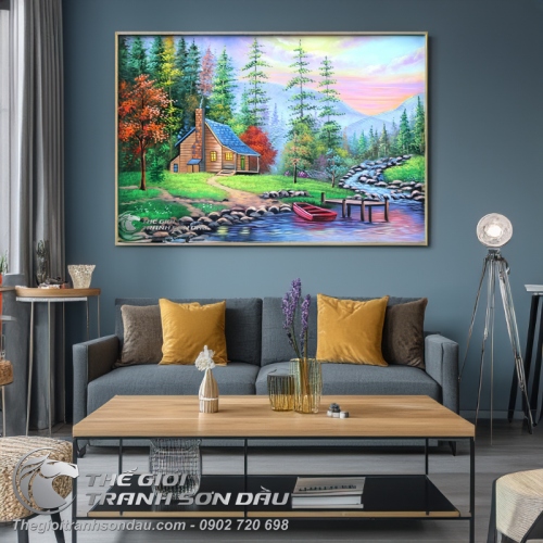 Tranh Phong Cảnh Ngôi Nhà Giữa Rừng