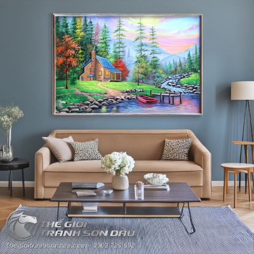 Tranh Phong Cảnh Ngôi Nhà Giữa Rừng
