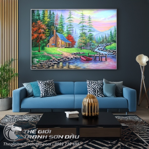 Tranh Phong Cảnh Ngôi Nhà Giữa Rừng