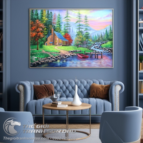 Tranh Phong Cảnh Ngôi Nhà Giữa Rừng