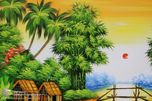 Tranh Phong Cảnh Quê Hương Bình Minh
