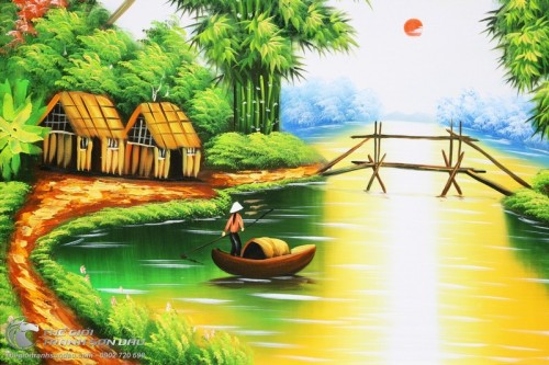 Tranh Phong Cảnh Quê Hương Bình Minh