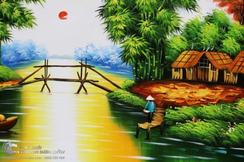 Tranh Phong Cảnh Quê Hương Bình Minh