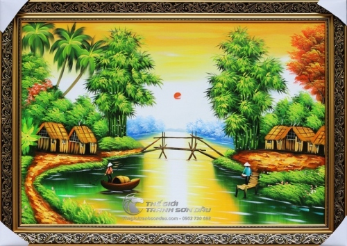 Tranh Phong Cảnh Quê Hương Bình Minh