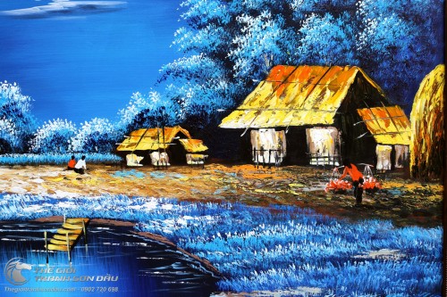 Tranh Phong Cảnh Quê Hương Sông Xanh