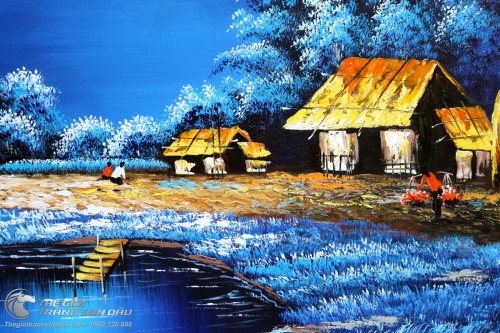 Tranh Phong Cảnh Quê Hương Sông Xanh