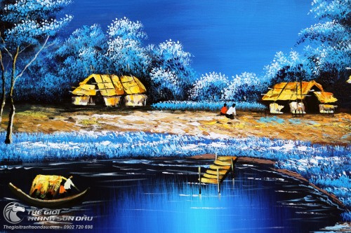 Tranh Phong Cảnh Quê Hương Sông Xanh