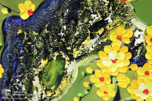 Tranh Phong Thủy Cá Chép và Gốc Mai Vàng Đắp Bay