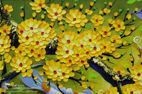 Tranh Phong Thủy Cá Chép và Gốc Mai Vàng Đắp Bay