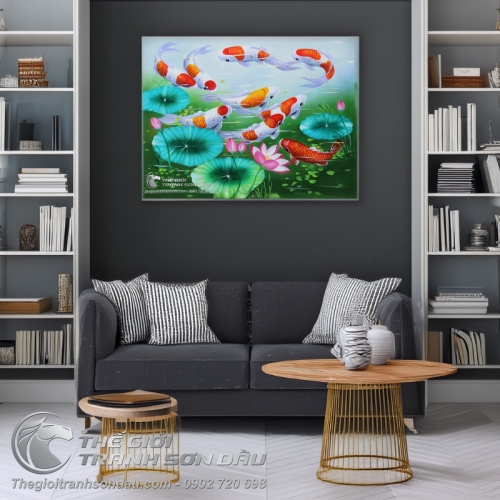 Tranh Phong Thủy Chín Con Cá Chép Cửu Ngư